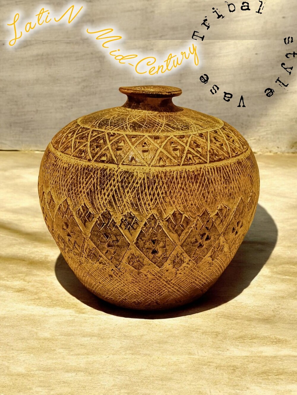 Latin American Tribal style Mid Century Rare Clay Vase